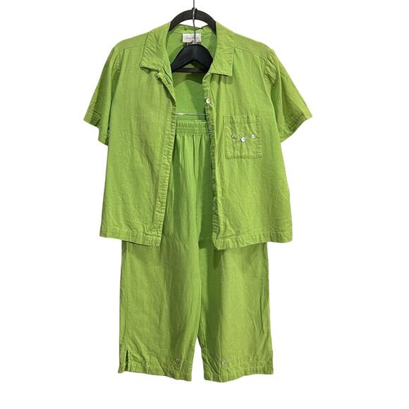 Vintage Studio Works Linen Blend Petite Medium2 piece Set with pearl button - Picture 1 of 10